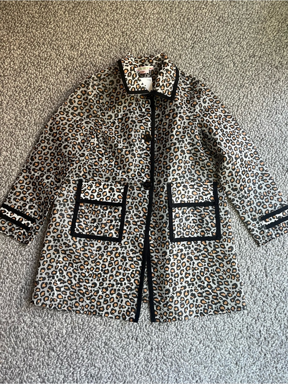 Bonpoint Leopard Print Contrast Raincoat Coat NEW